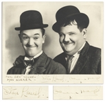 Laurel and Hardy Signed 10 x 8 Photo -- Near Fine Condition